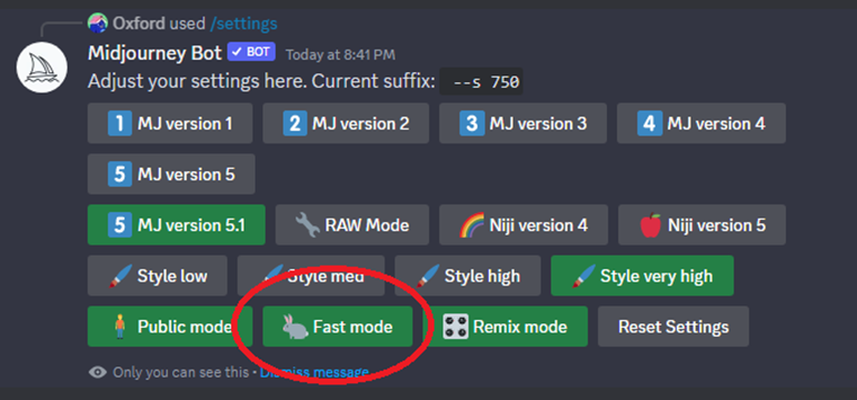 Midjourney fast Command as Mode