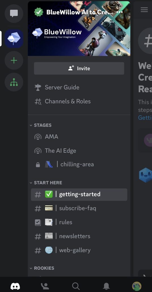 Access BlueWillow Bot on Discord