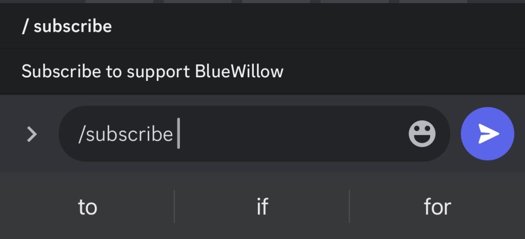 Bluewillow Subscribe