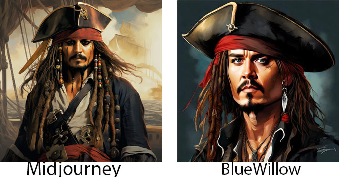 Midjourney vs bluewillow Celebrity Recognition
